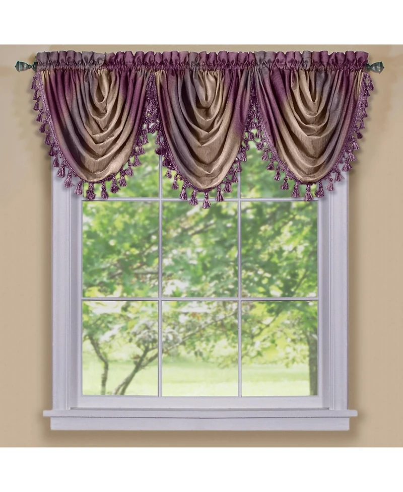 GoodGram Ombre Crushed Satin Sheer Single Window Curtains & Valances - 46 in. W x 42 L Valance, Autumn