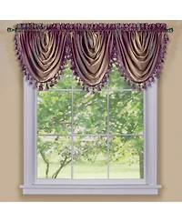 GoodGram Ombre Crushed Satin Sheer Single Window Curtains & Valances - 46 in. W x 42 L Valance, Autumn