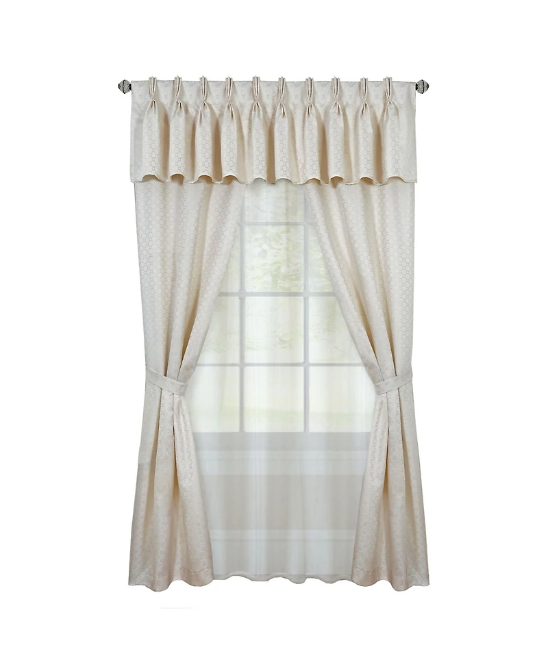 Kate Aurora Complete 6 Piece Attached Custom Jacquard & Sheer Window Curtain Set