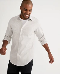 Lands' End Men's Pattern No Iron Supima Pinpoint Straight Collar Dress Shirt