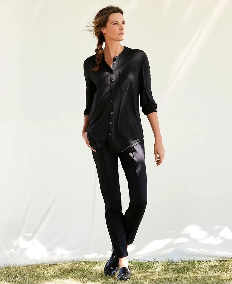 Lands' End Women's High Rise Bi Stretch Pintuck Pencil Ankle Pants