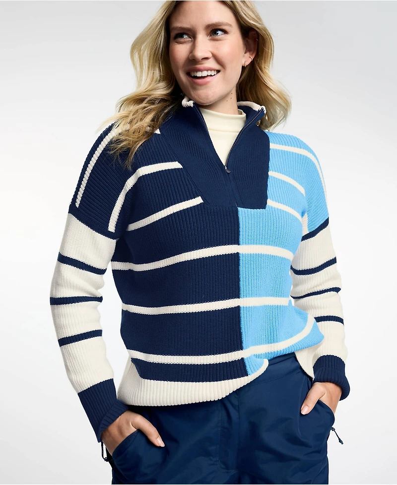 Lands' End Women's Drifter Cotton Quarter Zip Pullover Sweater