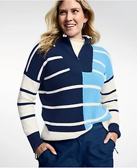 Lands' End Women's Drifter Cotton Quarter Zip Pullover Sweater