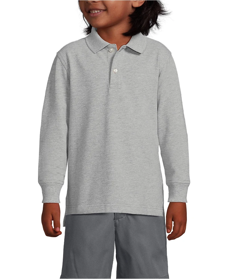 Lands' End School Uniform Kids Long Sleeve Mesh Polo Shirt