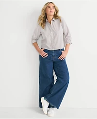 Lands' End Women's Recover Denim High Rise Extra Wide Leg Jeans