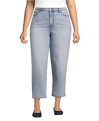Lands' End Women's Plus Soft Denim Mid Rise Relaxed Straight Crop Jeans