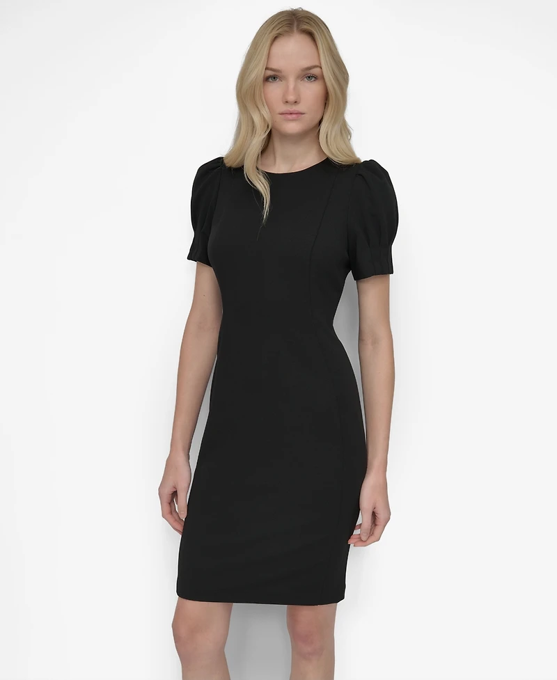 Dkny Women's Puff-sleeve Sheath Knee-length Dress