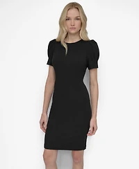 Dkny Women's Puff-sleeve Sheath Knee-length Dress