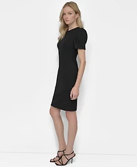 Dkny Women's Puff-sleeve Sheath Knee-length Dress