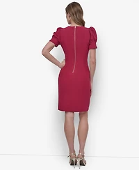 Dkny Women's Puff-sleeve Sheath Knee-length Dress