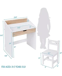 Lil' Jumbl Toddler Wooden Kids Desk and Chair Set with Writing Table