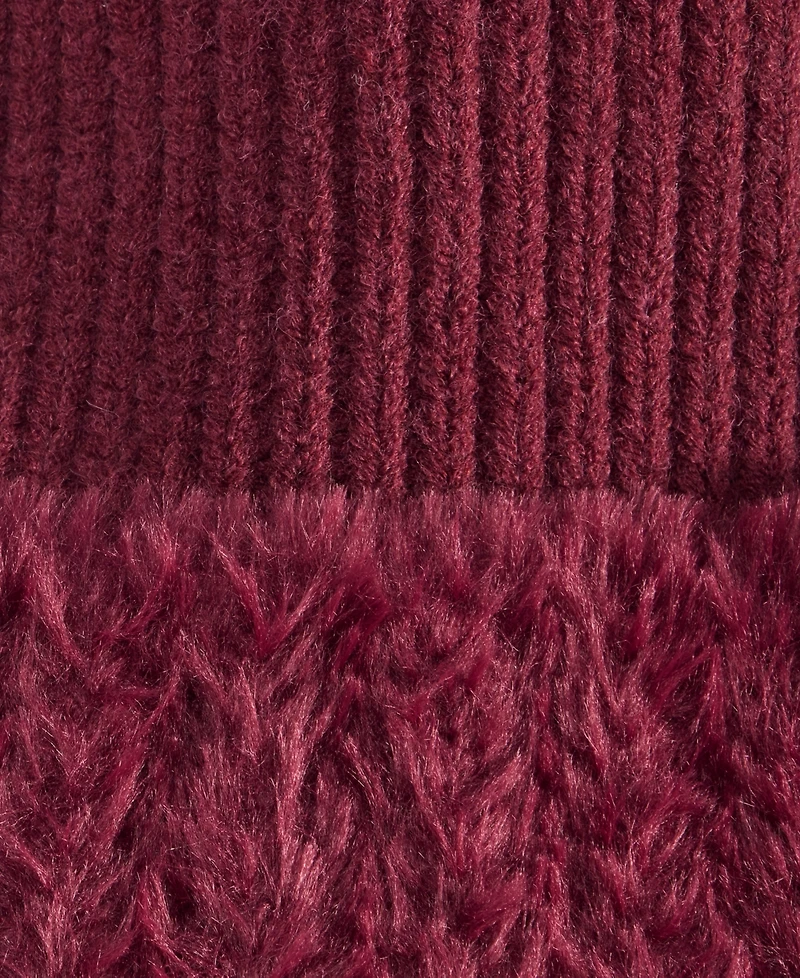 I.n.c. International Concepts Faux Fur Cuff Ribbed Knit Beanie, Macy's Exclusive