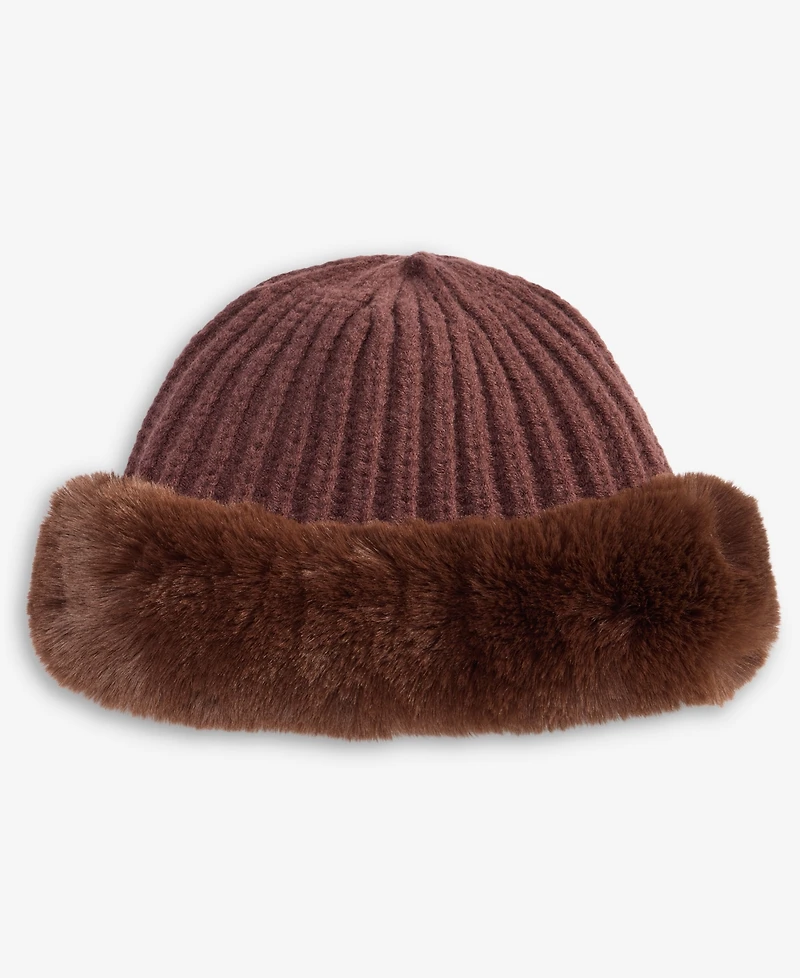 I.n.c. International Concepts Faux Fur Trim Knit Hat, Macy's Exclusive