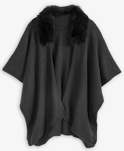 I.n.c. International Concepts Faux Fur Trim Luxe Ruana Topper, Macy's Exclusive