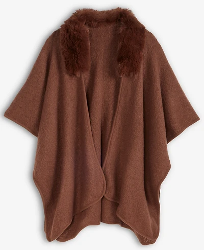 I.n.c. International Concepts Faux Fur Trim Luxe Ruana Topper, Macy's Exclusive