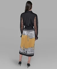 Karl Lagerfeld Paris Women's Lace-Sleeve Top