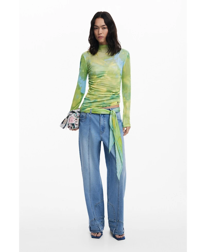 Desigual Women's Watercolor draped fine sweater