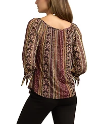 Bcx Juniors Printed Scoop-Neck 3/4-Sleeve Peasant Top