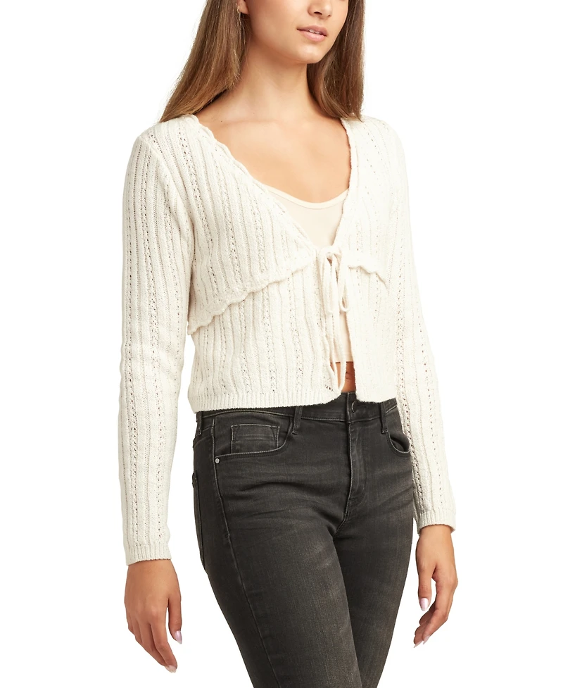 Bcx Juniors Tie-Front Long-Sleeve Cardigan Sweater