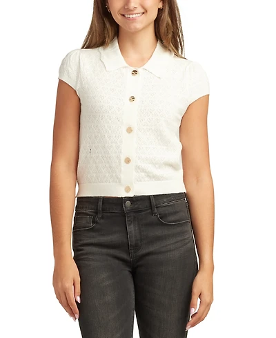 Bcx Juniors Spread-Collar Button-Front Cardigan Sweater