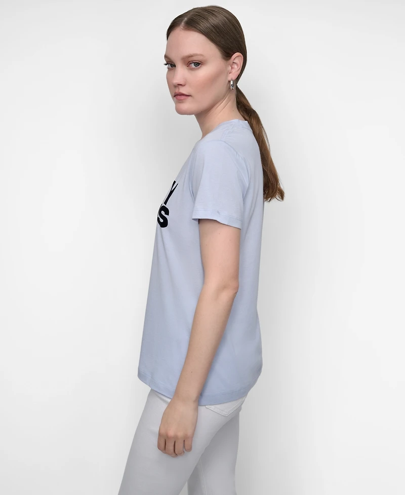 Dkny Jeans Women's Flocked Logo Crewneck T-Shirt
