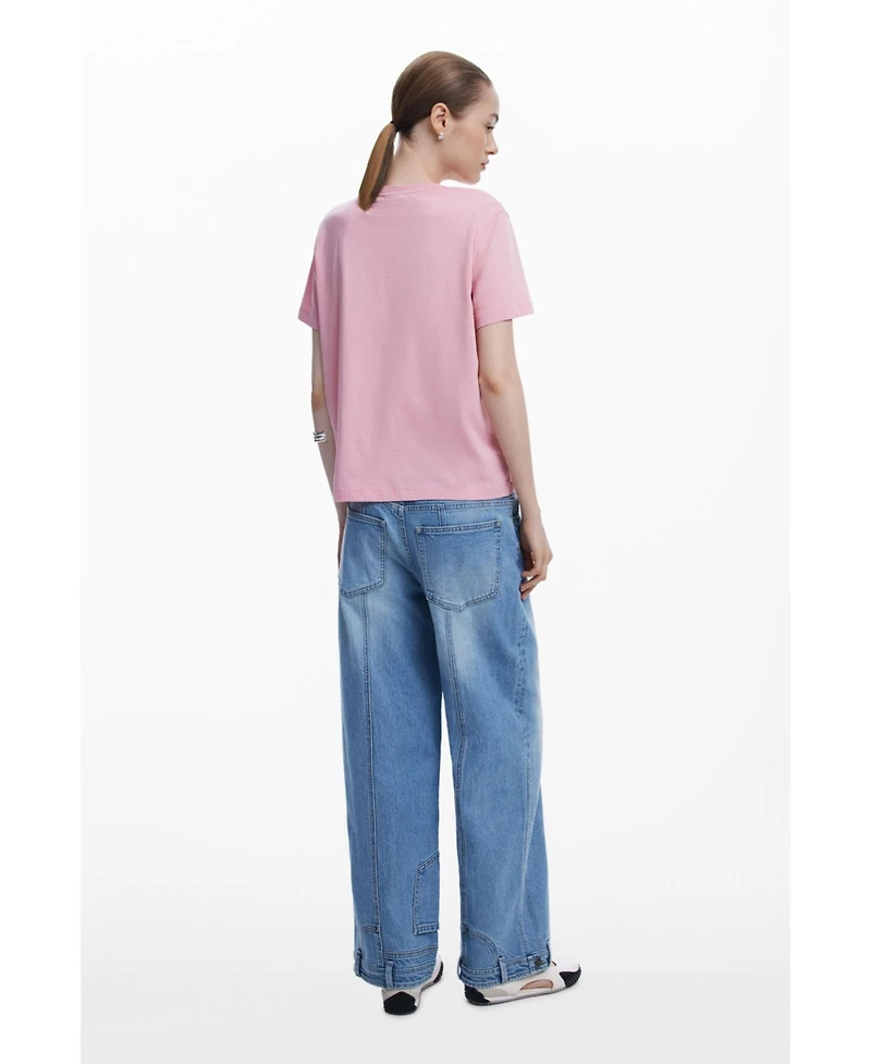 Desigual Women's Pink message T-shirt