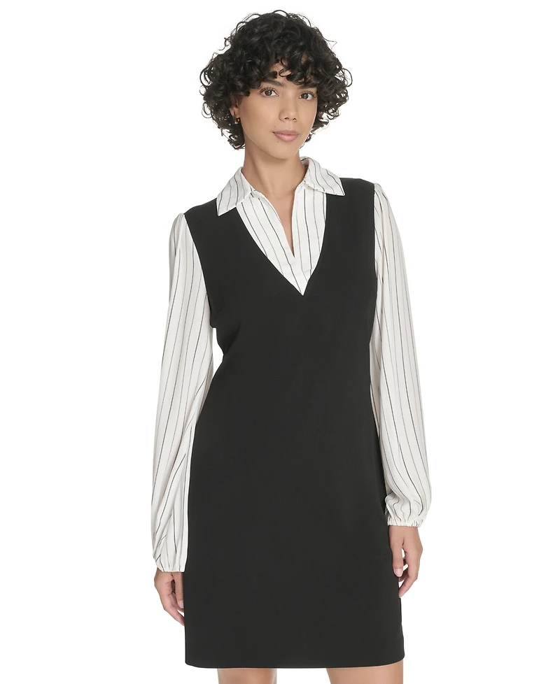 Tommy Hilfiger Women's V-Neck Twofer Dress