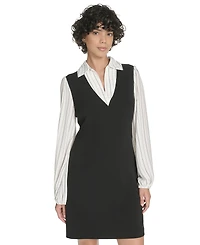 Tommy Hilfiger Women's V-Neck Twofer Dress