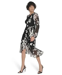 Tommy Hilfiger Women's Sheer Balloon Sleeve Dress
