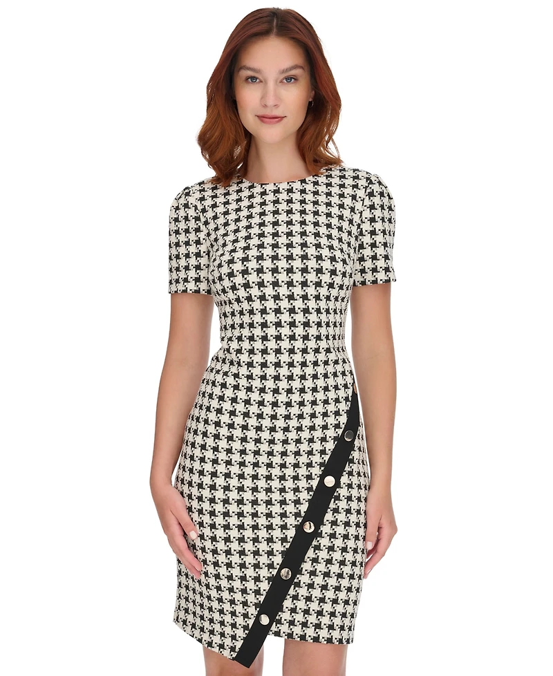 Tommy Hilfiger Women's Houndstooth Pattern Sheath Dress