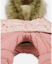 Deux par Baby Girl One-Piece Snug Snowsuit Designed for Car Seat Pink Mini Flowers - Baby|Toddler