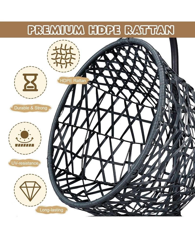 Cat Swing Bed with Stand & Cushion, Cat Egg Chair with Rattan Wicker Appearance, Indoor Hanging Swinging Cat Bed for Cats, Small Dogs