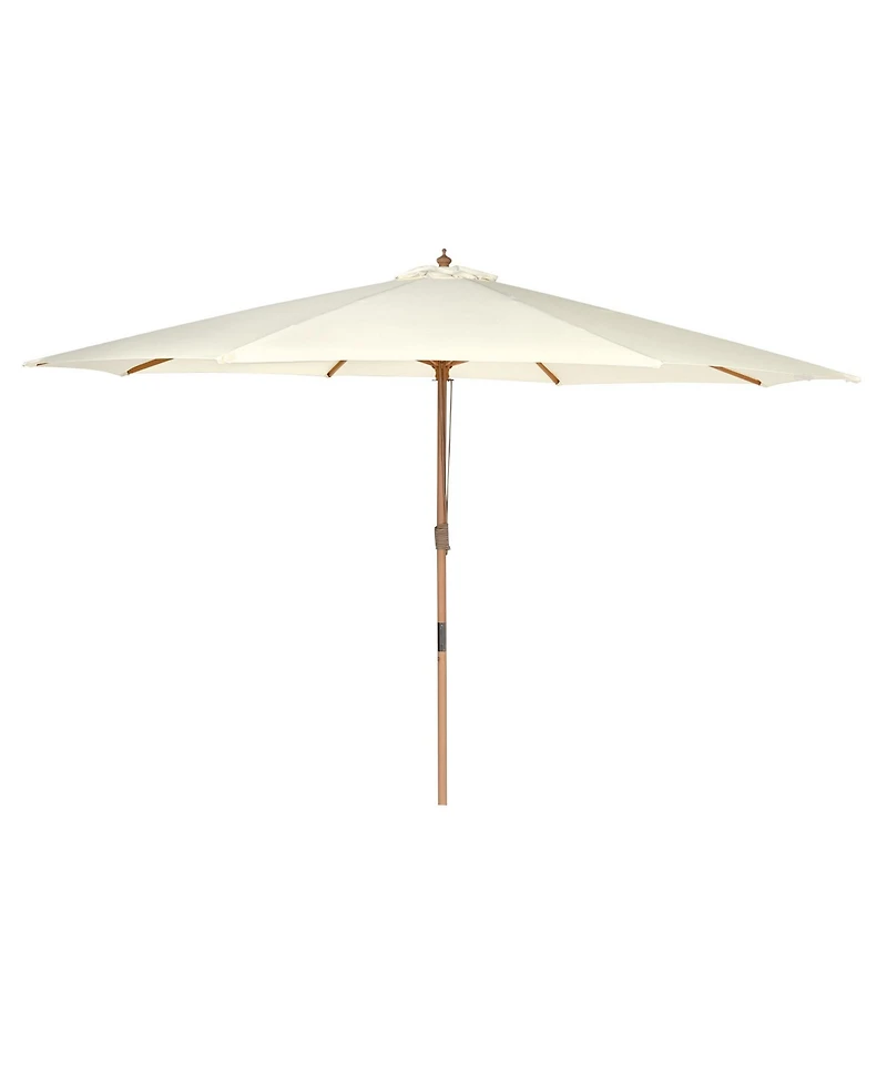 Yescom 13FT Large Wooden Outdoor Patio Umbrella Solid German Beech Pole Rope Pulley Lift for Deck Pool Backyard Garden Market Beach Parasol,Ivory