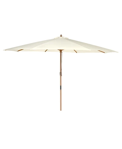 Yescom 13FT Large Wooden Outdoor Patio Umbrella Solid German Beech Pole Rope Pulley Lift for Deck Pool Backyard Garden Market Beach Parasol,Ivory