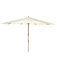 Yescom 13FT Large Wooden Outdoor Patio Umbrella Solid German Beech Pole Rope Pulley Lift for Deck Pool Backyard Garden Market Beach Parasol,Ivory