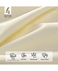 Yescom 13FT Large Wooden Outdoor Patio Umbrella Solid German Beech Pole Rope Pulley Lift for Deck Pool Backyard Garden Market Beach Parasol,Ivory