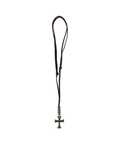 Trafalgar Manu Cross and Bead Leather Adjustable Necklace