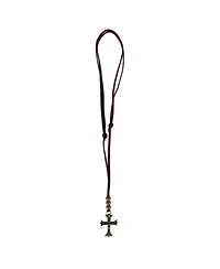 Trafalgar Manu Cross and Bead Leather Adjustable Necklace