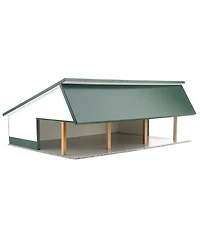 1/64 White & Green 64ft x 48ft Wooden Cattle Shed with Removeable Roof Sta-224