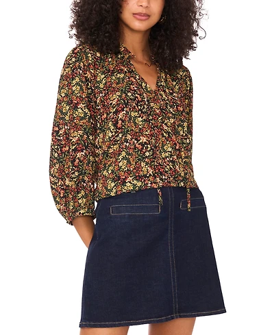 Vince Camuto Women's Floral Split-Neck 3/4-Sleeve Blouse