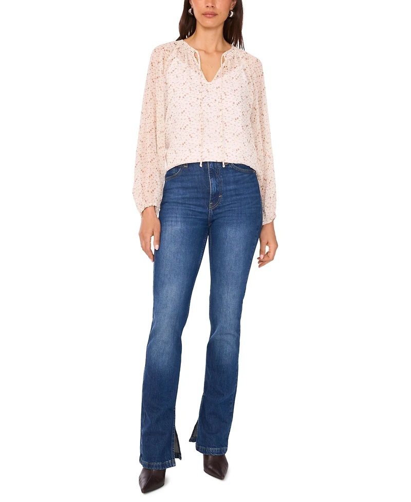 Vince Camuto Women's Floral Tie-Neck Long-Sleeve Blouse