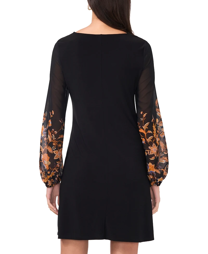Msk Women's Chiffon-Sleeve Jersey Shift Dress
