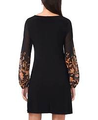 Msk Women's Chiffon-Sleeve Jersey Shift Dress