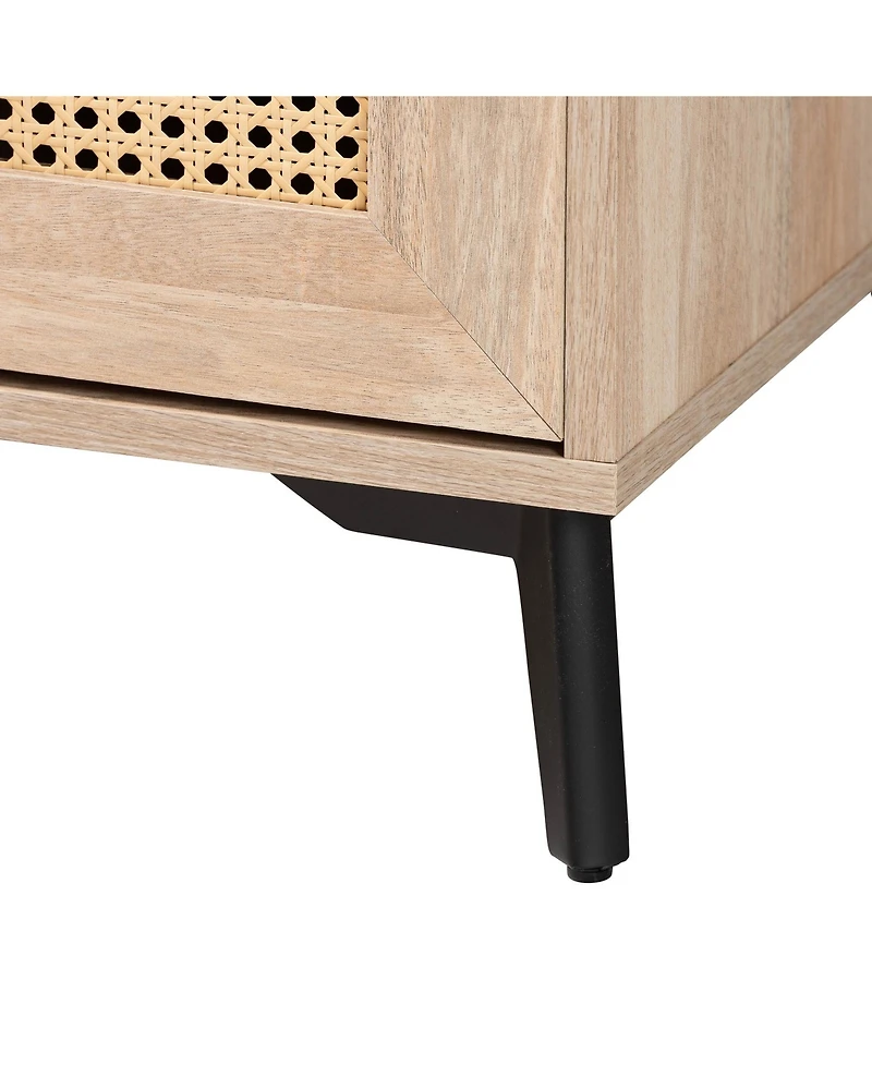 Baxton Studio Pavone Mid-Century Modern Oak Brown Wood Kitchen Cabinet
