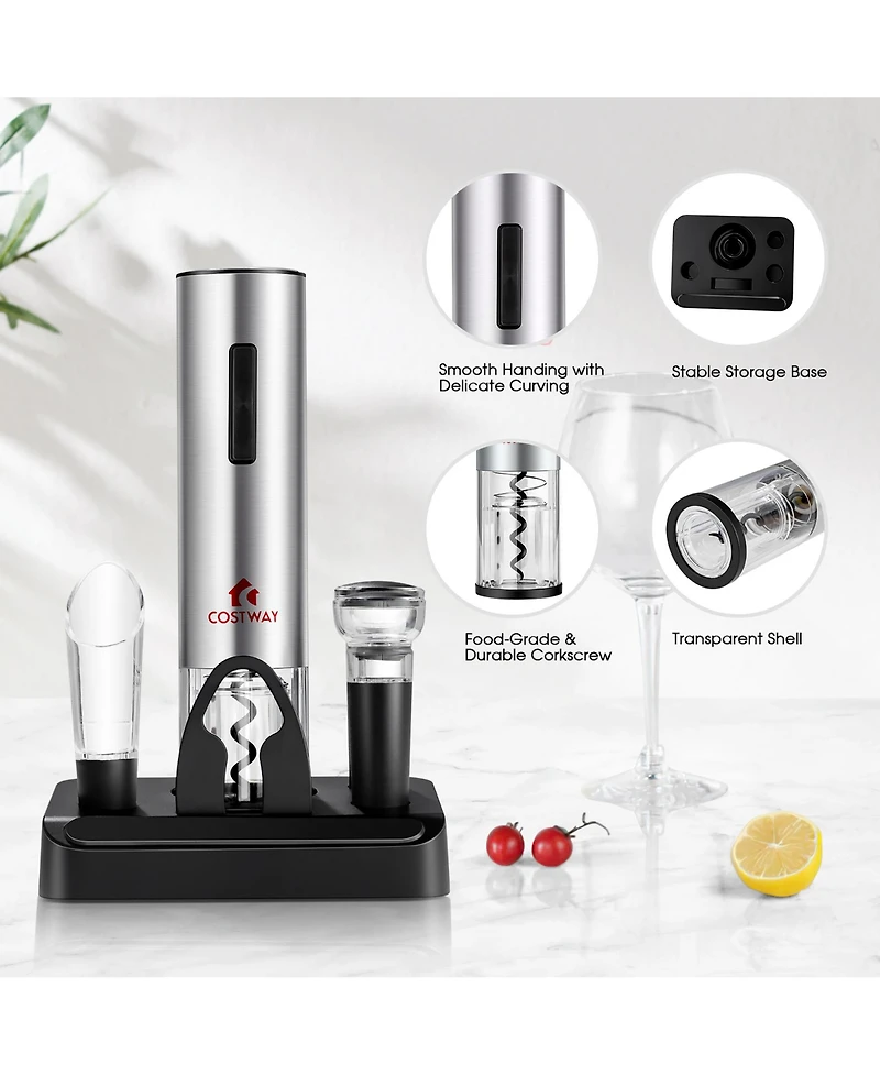 6 in 1Electric Wine Bottle Opener Set Rechargeable Cordless Corkscrew Opener Set