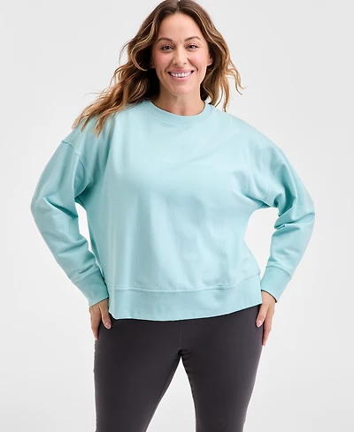 Id Ideology Plus Relaxed Crewneck Fleece Sweatshirt, Macy's Exclusive