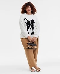 On 34th Trendy Plus Dog-Graphic Eyelash Sweater, Macy's Exclusive