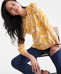 Style & Co Women's Printed Crewneck Sweater, Macy's Exclusive