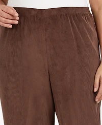 Alfred Dunner Plus Classic Corduroy Elastic Waist Medium Length Pants