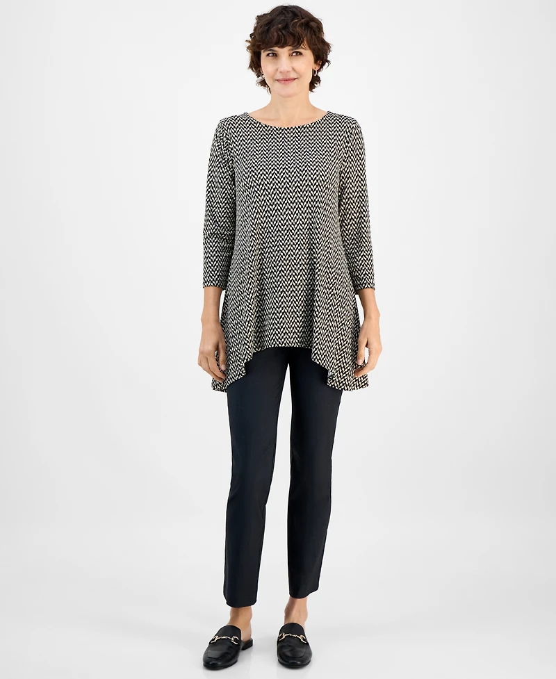 Jm Collection Women's Printed 3/4-Sleeve Knit Top, Exclusively at Macy's